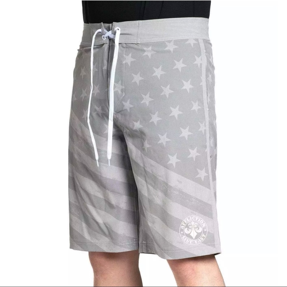 Affliction Men's Board-shorts JUSTICE Grey Swim Short